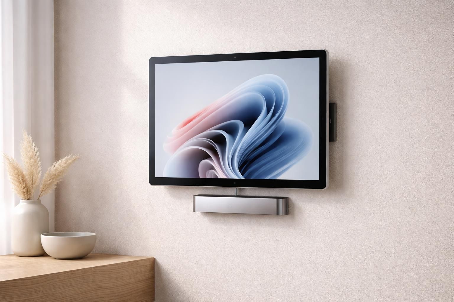 découvrez notre dock usb-c vesa aux câbles invisibles, idéal pour intégrer élégamment votre tablette tactile microsoft au mur, alliant fonctionnalité et design épuré.